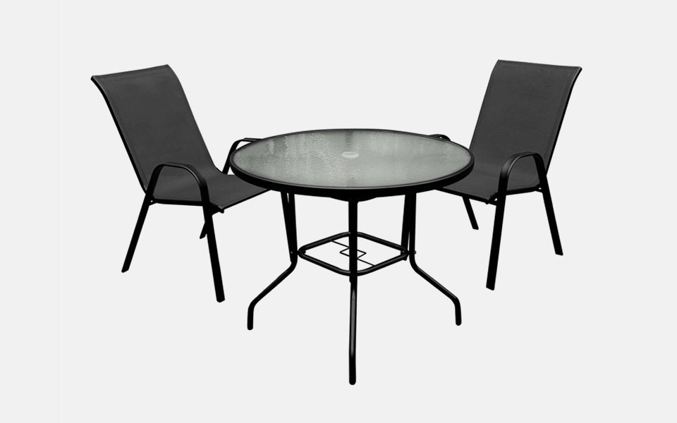 Set of aluminum round table with 2 chairs | Outdoor furniture